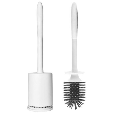 

Toilet Brush&Holder Set TPR Soft Bristles Toilet Brush Cleaner Bathroom Wall Mount Deep Cleaning Toilet Bowl Brush