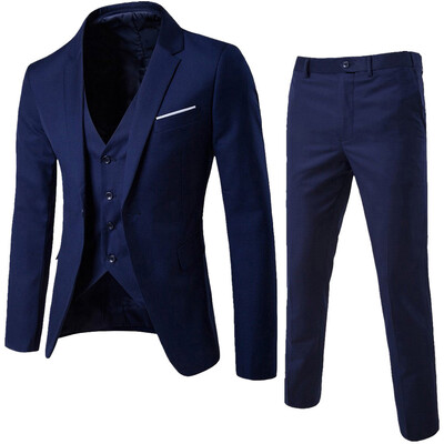 

Gobestart Mens Suit Slim 3-Piece Suit r Business Wedding Party Jacket Vest & Pants
