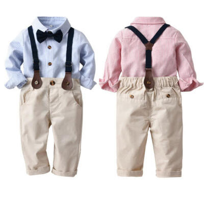 

Kids Baby Boy Formal Clothes Long Sleeve Striped ShirtPants Fall Set Outfits CA