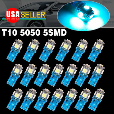 

20x Ice Blue T10 5050 5-SMD Led Interior Dome Door Lights Bulbs 171 192 194 168