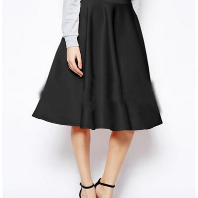 

Women Gray Retro High Waist Pleated Belted Maxi Skirt -XXL Blue Wine Red Black New Autumn Winter