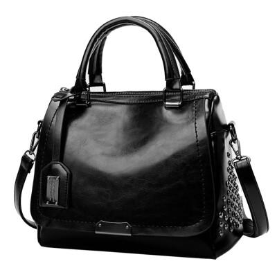 

Tailored Women Fashion Solid Rivet Cover Crossbody Bag Messenger Bag Totes Black