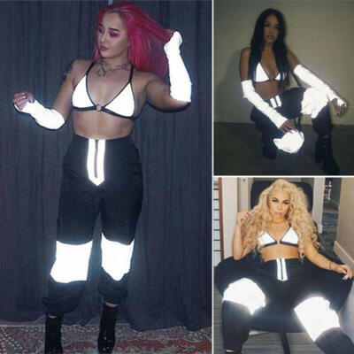 

Women Sexy Reflective Tank V-neck Vest Crop Top Clubwear Bra Tank Camis Bustier