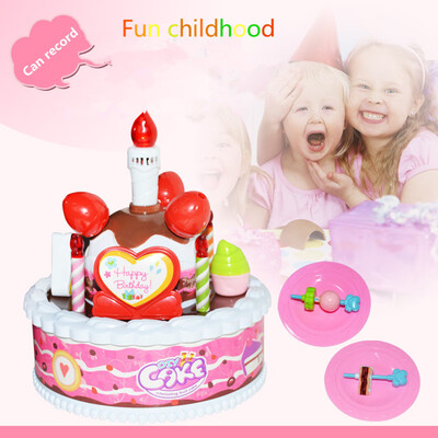 

YIWULAKitchen Cutting ToyS Birthday Cake Pretend Play Food Toy Set for Kids Girl