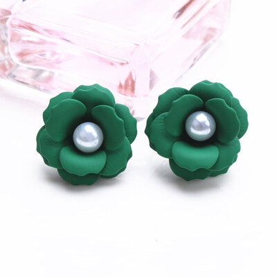 

EK703 Fashion Cute Spray Paint Pearl Flower Stud Earrings For Women Korean Jewelry Boho Metal Brincos Girl Gift Wedding Earrings