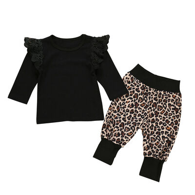 

Toddler Baby Girl Tracksuit Clothes Tops T-Shirt Leopard Print Pants Outfits