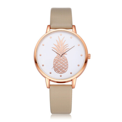 

FanTeeDa New Fashion Leather Women Watches Luxury Top Pineapple Pattern Casual Quartz Watch Women Clock Relogio Feminino 533