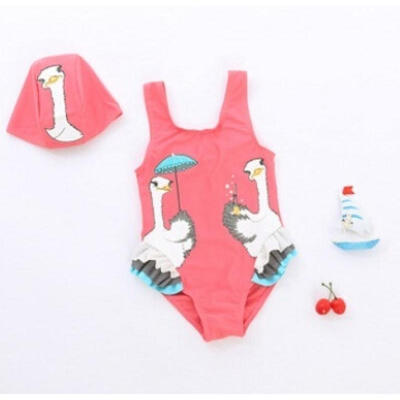 

2pcs Toddler Kids Baby Girl Swan Swimwear Swimsuit Swimming Beachwear Clothes