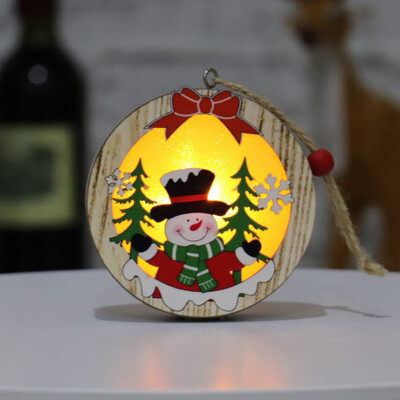 

Gobestart Christmas Decorations Wooden Glowing Scene Decoration Pendant Christmas Gifts