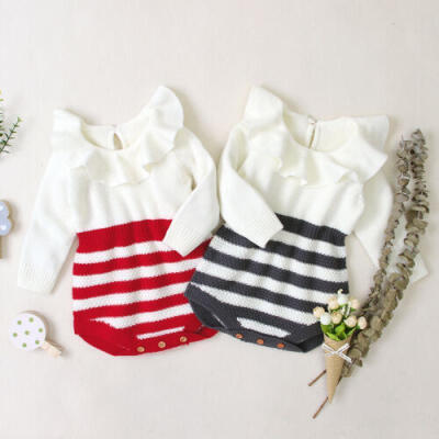 

UK Newborn Baby Girls Wool Knit Romper Jumpsuit One Piece Warm Outfits Clothes