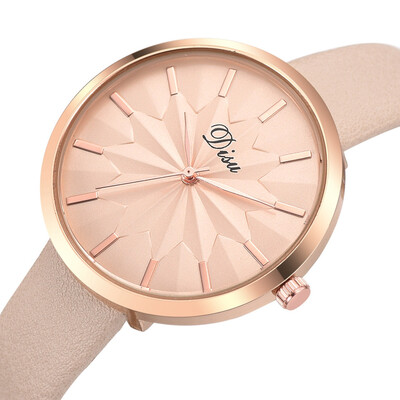 

RM Luxury Fashion Lady Simple Dial Leather Belt Watch Sun Flower Quartz Watch