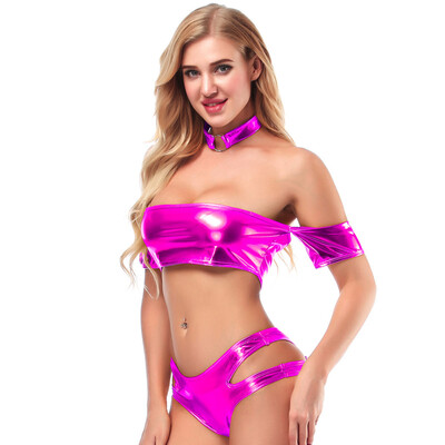 

Toponeto 3PC Women Sexy Lingerie pajamas Clubwear Leather Underwear Performance Clothe