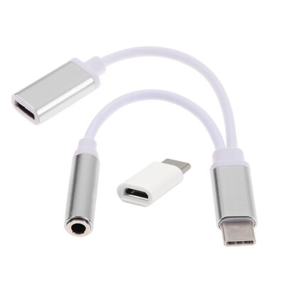 

Micro USB to USB 31 Type-C Adapter Charger 2 in 1 Headphone Audio 35mm Jack Cable