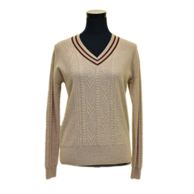 

SHAN YANG WANG GUO Twisted rope V-neck pullover Womens sweater 6629