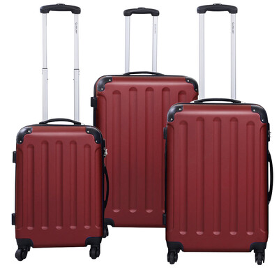 

GLOBALWAY 3 Pcs Luggage Travel Set Bag ABSPC Trolley Suitcase Wine