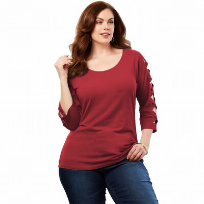 

Plus Size fat womens bottoming T-shirt autumn solid color long-sleeved shirt womens