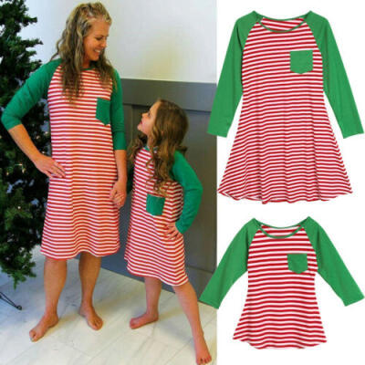 

Family Matching Outfits Mother Daughter Kids Xmas Dress Casual Cotton Clothes