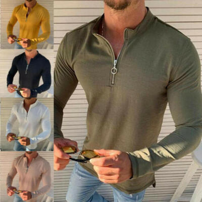 

Mens Slim Fit V Neck Long Sleeve Muscle Tee T-shirt Casual Tops Henley Shirts