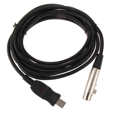 

XLR Female to USB Male 3m 9ft Black Cable Cord Adapter Microphone Link