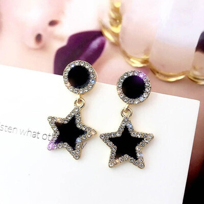 

Handwork Statement Earrings 2019 Black Geometric Earrings For Women Crystal Luxury Wedding Rhinestone Earring Gold Color Jewelry