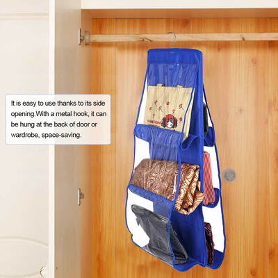 

6 Pockets Wardrobe Closet Hanging Dustproof Tote Bag Handbag Purse Storage Organizer Tote Bag OrganizerHanging Handbag Organizer