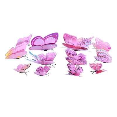 

12Pcs Wall Stickers Double Layer PVC Butterfly Shape Wall Decal Sticker Home Living Room Nursery Outdoor Fences Garden Lawn Backya