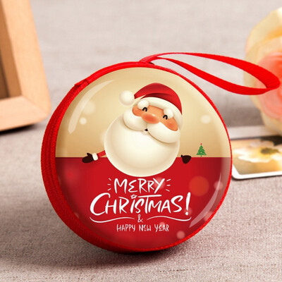 

New Year Santa Claus Mini Storage Bag Money Box For USB Cable Coin Holder As A Christmas Gifts Zipper Lock Travel Organizer