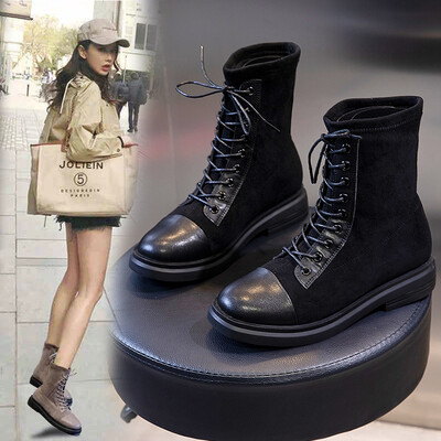 

Autumn&winter new tube Martin boots female leather British wind wild short boots female rou