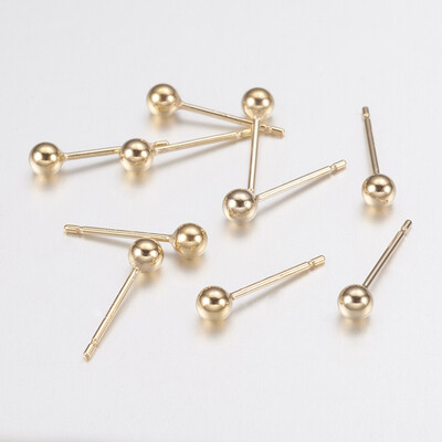 

JK Findings Yellow Gold Filled Ear Studs Round 120 14K Gold Filled 12x3mm Pin 06mm
