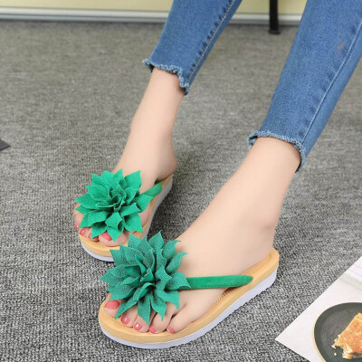 

Rose Fashion Women Summer Flip Flops Slipper Flower Flat With Beach Slippers Slides