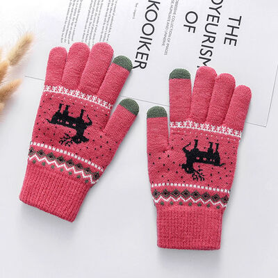 

New Soft Winter Christmas Deer Touch Screen Gloves Texting Cap acitive Smartphone Knitted Fashion Mitten Gloves