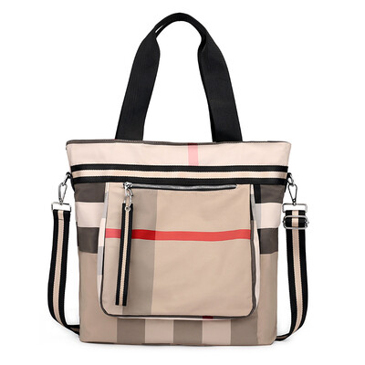

Canvas bag lady single shoulder bag big bag fashion Oxford bag Plaid bag large capacity single shoulder slanting bag mom bag