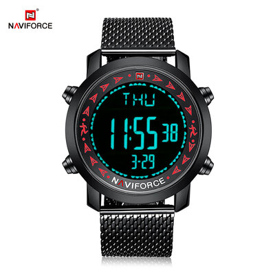 

NAVIFORCE 9130 Male Digital Watch Stopwatch Wire Belt Backlight Calender Display Wristwatch for Men