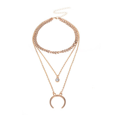 

Fashion Rhinestone Multi-layer Chain Necklace Women Jewelry Pendant Gift Party