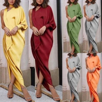 

Womens T-Shirt Long Maxi Dress Split Evening Party Solid Shirt Dress Summer Plus