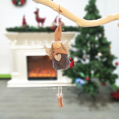 

New Hot Plush Angel With Glitter Heart Christmas Pendant Decorative Hanging Figurine Ornaments Holiday Gift Decorations