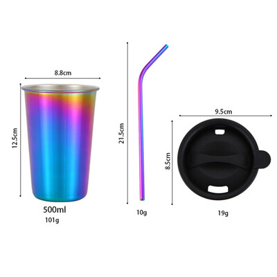 

Stainless Steel Coffee Mug With lid Straw Double Wall Household Coffee Cup Milk Tea Cup SetWith Straw Travel Drink Cup