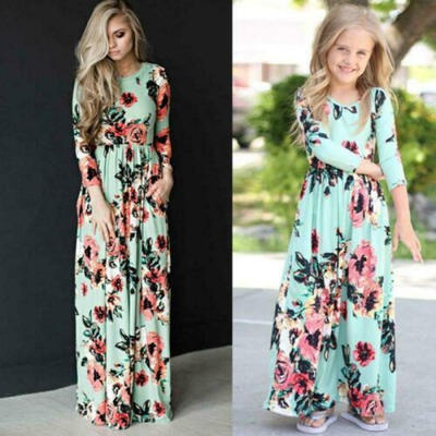 

Mommy & Me Family Matching Long Dress Mother Daughter Floral Holiday Maxi Dress