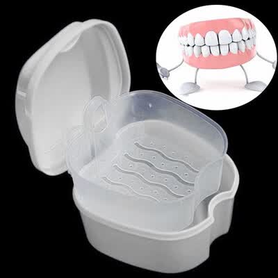 

〖Follure〗Denture Bath Box Case Dental False Teeth Storage Box with Hanging Net Container
