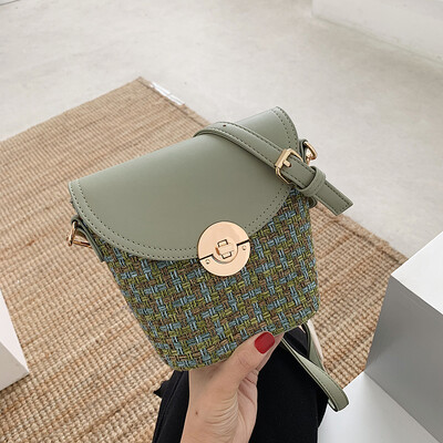 

Ins summer leisure mini bag simple lock button hair womens bag new 2019 single shoulder oblique bucket bag