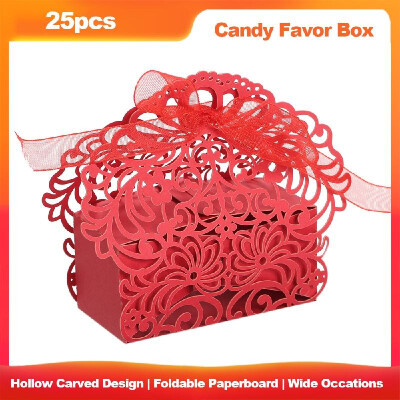 

10Pcs Laser Cut Favor Boxes Hollow Design Candy Box Gift With Ribbons for Garden Theme Wedding Birthday Party Bridal Shower Annive