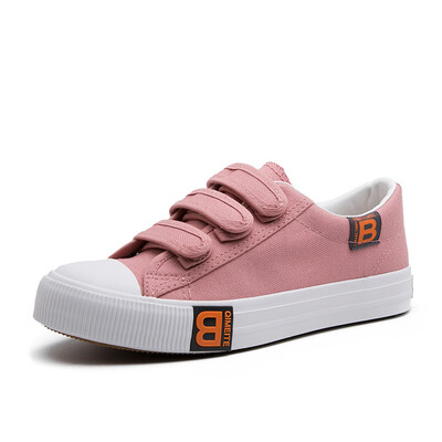 

Fall 2019 new Korean version of Joker student slacks lazy shoes casual white shoes hook&loop canvas shoes women