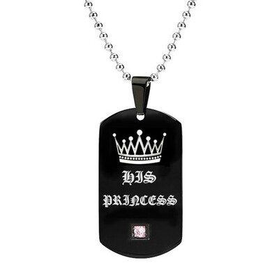 

New Fashion Prince Princess Print Pendant Necklace Stainless Steel With Rope Chain Men Women