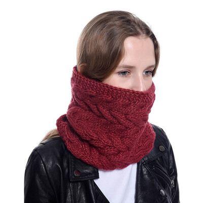 

Tailored Women Chunky Knit Cowl Neck Warming Scarf Circle Thick Crochet Scarves