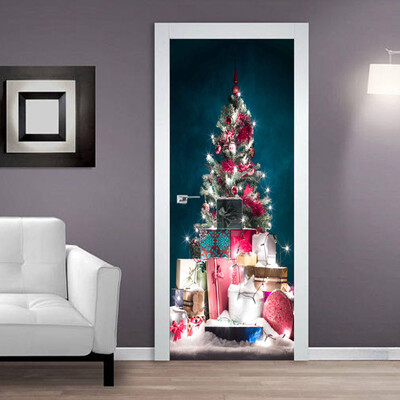 

Tailored Christmas Series Self Adhesive Door Mural Wall Sticker Xmas Home Decal