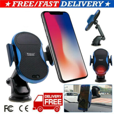 

US Automatic Clamping Wireless Car Charger Fast Charging Mount For iPhone