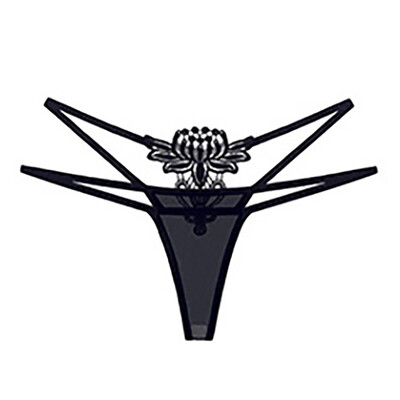 

Toponeto Embroidered Sexy Womens Underwear Hot Transparent Low-Waisted Hollow Thong