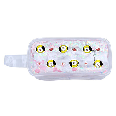 

Kpop BTS Pencil Case Zipper Cosmetic Bag Storage Bag PVC Handbag Coin Bag Cartoon Image Pen Bag