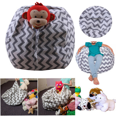 

〖Follure〗Kids Stuffed Animal Plush Toy Storage Bean Bag Soft Pouch Stripe Fabric Chair