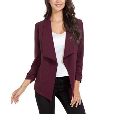 

Fashion Women Solid Colors Small Suit Tops Lady Long Sleeve Casual Cardigan Coat